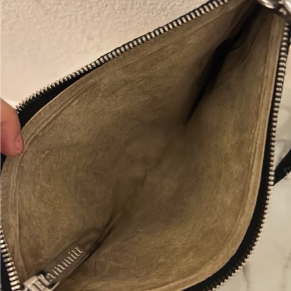 Hammitt Black Textured Wristlet with Silver Details